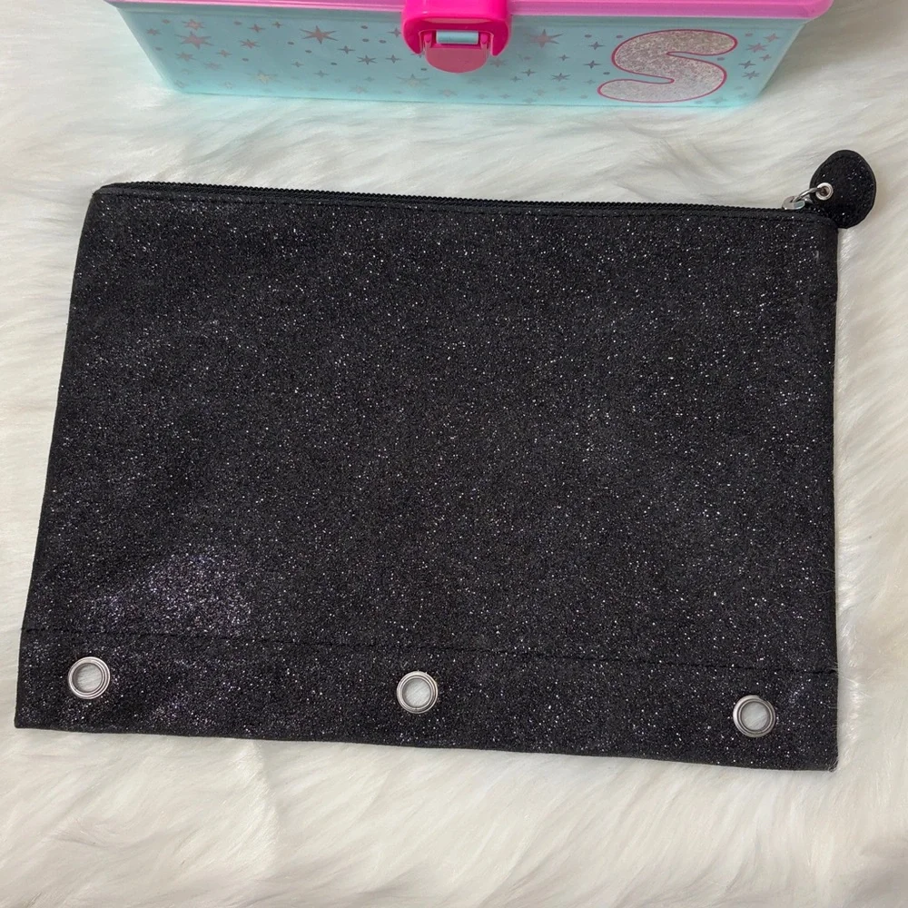 Set of 2 Justice Letter S Make Up Organizer Caboodle Pencil Pouch